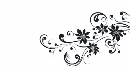 Floral corner design. Swirl ornament isolated on white