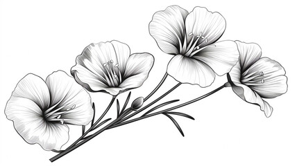 Flax flower graphic black white isolated sketch illustration design