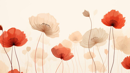 flower Line art background. Abstract minimal flower doodle