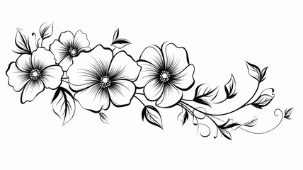 Flowers outline floral black outline isolated on white design