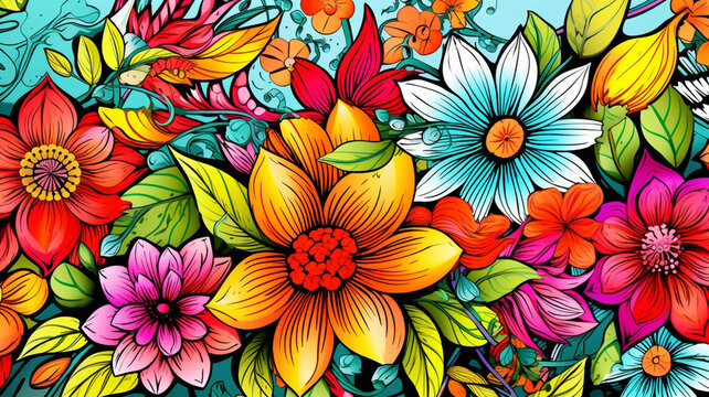 Doodle floral for design or coloring design graphic