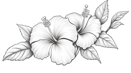 Hibiscus flower also known as rose of Althea outline graphic
