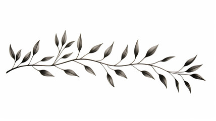 Minimalist botanical branch with leaves elements for wallpaper design - obrazy, fototapety, plakaty
