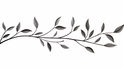 Fotobehang Minimalist botanical branch with leaves elements for wallpaper © BornHappy