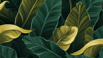 Tropical banana leaf Wallpaper Luxury nature leaves wallpaper decor