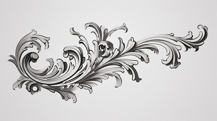 Vintage baroque floral scroll foliage ornament filing design vintage