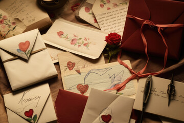 Heartfelt handwritten love letters and Valentine's Day cards