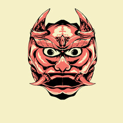 the devil japanese mask tshirt design
