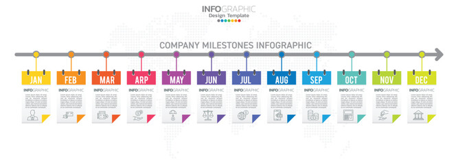Timeline infographic elements for content, diagram, flowchart, steps, parts, timeline, workflow, chart.