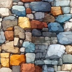 Fototapeta premium Rock wall seamless pattern for game assets.