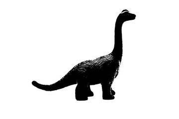 black dinosaur silhouette isolated on white background, model of dinosaurs toys © sutichak