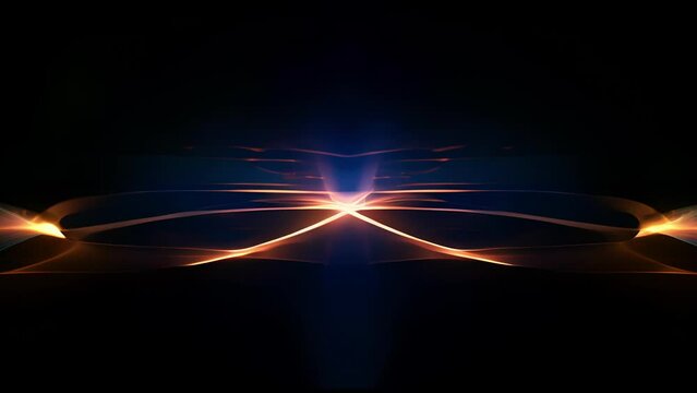 A photo of a light wave passing through a beam splitter, creating two separate beams that intersect and interfere with each other. This highlights the fundamental principle