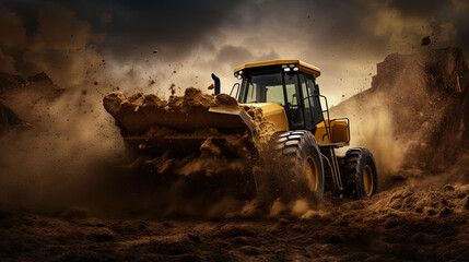 Bulldozer Sculpting the Earth, Transforming Forests into Mines, Shaping the Landscape with Dirt