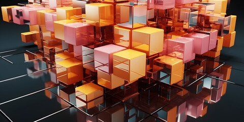 Abstract 3D cube Pastel Color