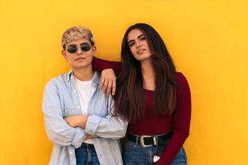 Two beauty young girls posing portrait
