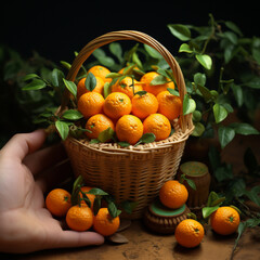 Farmer during harvesting orange