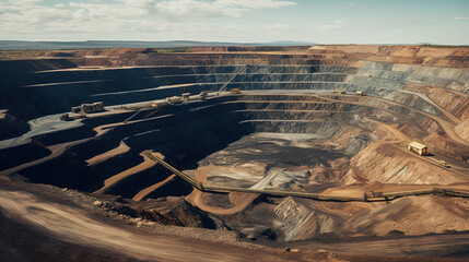 Expansive Depths of a Massive Open-Pit Mine, Where Nature Meets Industry in a Spectacle of Power