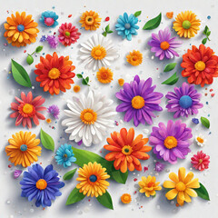 Fototapeta premium Flowers graphic design 3D flat illustration