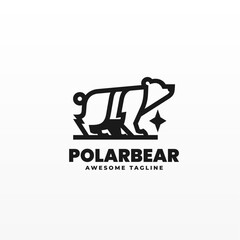 Vector Logo Illustration Polar Bear Line Art Style.