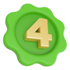 3d Icon green number 4