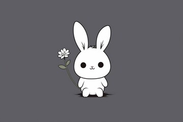 Witness the artful simplicity of a vector illustration capturing a cute bunny's outline in minimalistic line art doodles, each pose adding a touch of heartwarming charm.