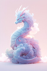 年賀状辰年の龍、辰、ドラゴンのパステルカラーの3Dイラスト	 - obrazy, fototapety, plakaty