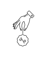hand holding tag icon, vector best line icon.