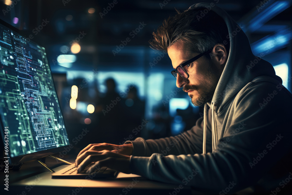 Leinwandbilder Programmers write code, Programming code. Generative AI.