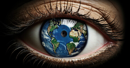 image shows an eye as well as the world