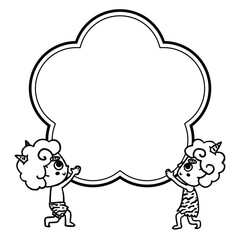 節分の手描きイラスト_フレーム_モノクロ
