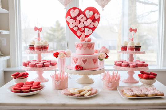 Playful and sweet Valentine's Day dessert table
