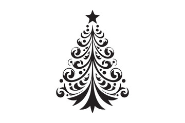Christmas tree silhouette png vector