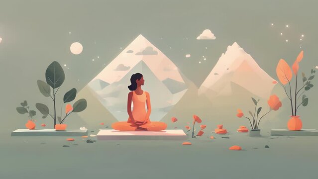 A series of images depicting various selfcare activities, such as meditation and exercise, appear and eventually merge into the phrase Nurturing the Psychology art concept