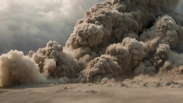 Swirling clouds dust debris accompany pyroclastic flow, creating wall destruction that moves incredible speeds.