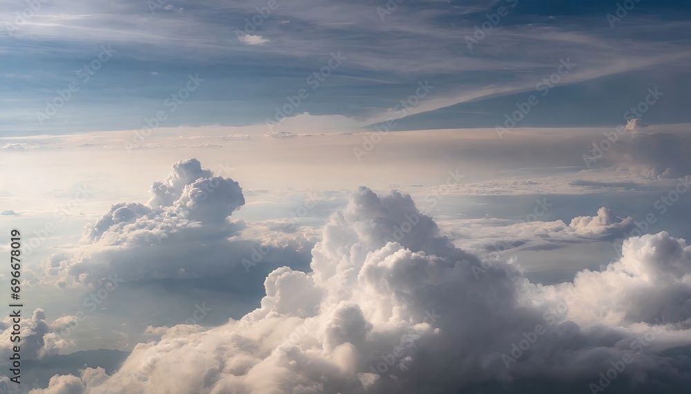 Canvas Prints high nature view large white clouds on soft sky background in the morning, view of white cloudy on t