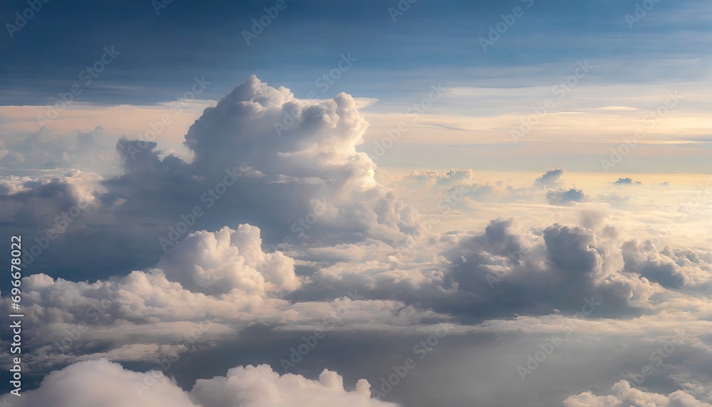 Canvas Prints high nature view large white clouds on soft sky background in the morning, view of white cloudy on t