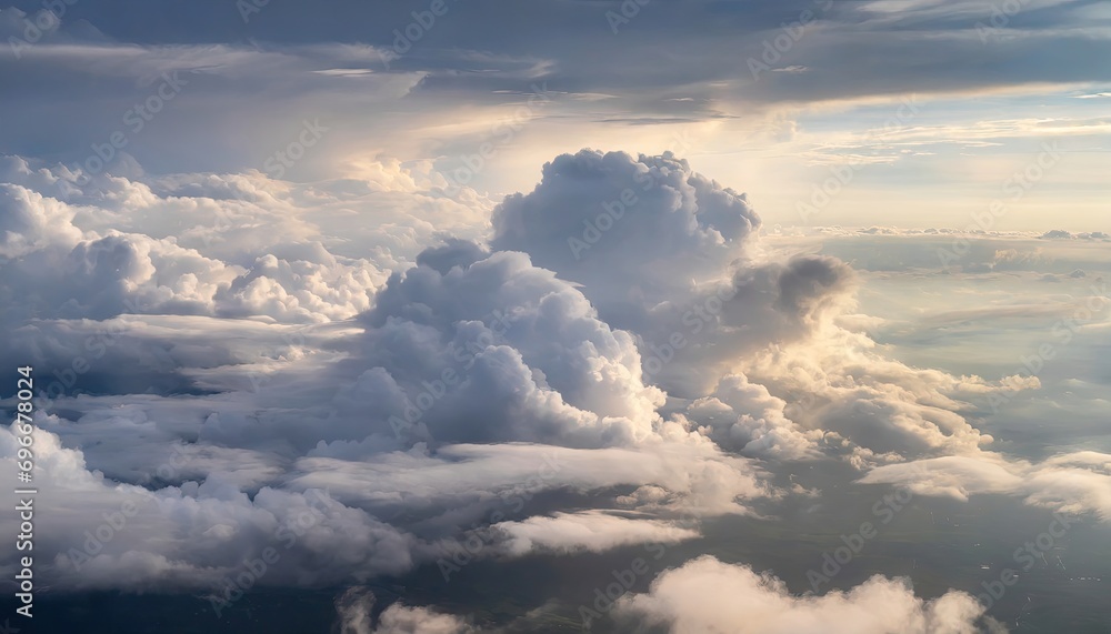 Canvas Prints high nature view large white clouds on soft sky background in the morning, view of white cloudy on t
