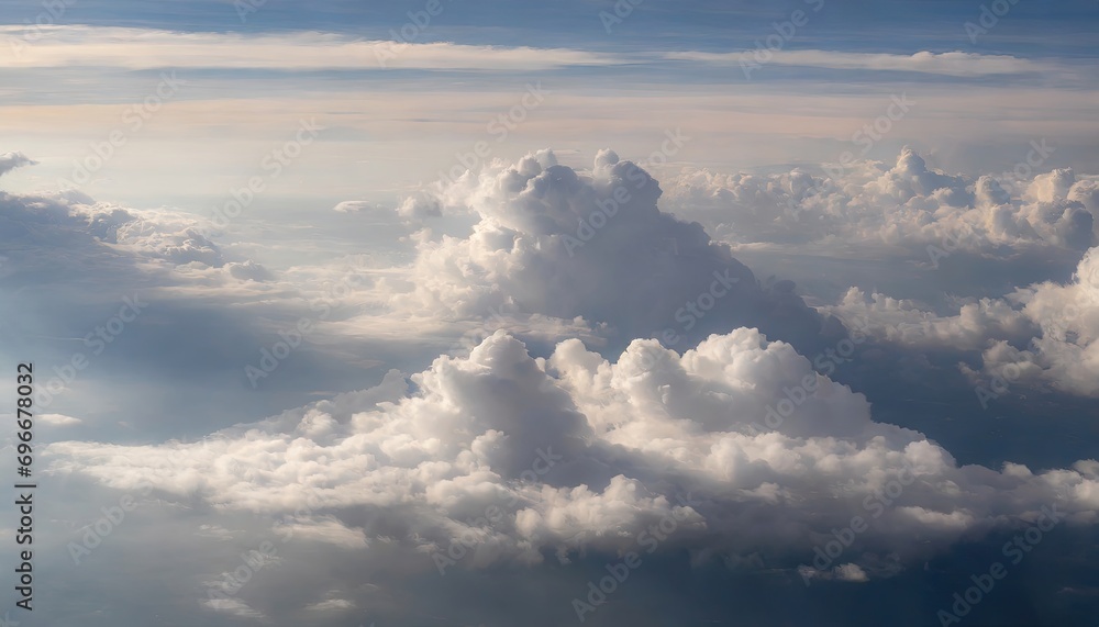 Canvas Prints high nature view large white clouds on soft sky background in the morning, view of white cloudy on t