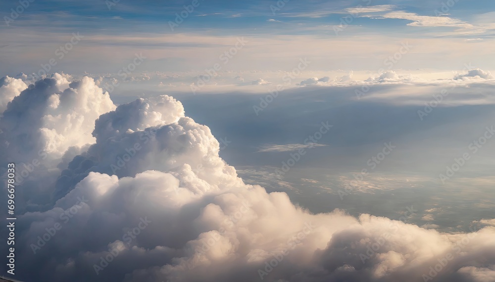 Canvas Prints high nature view large white clouds on soft sky background in the morning, view of white cloudy on t