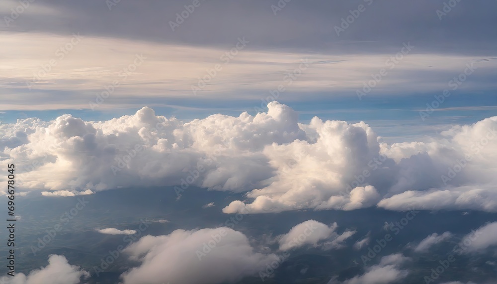 Canvas Prints high nature view large white clouds on soft sky background in the morning, view of white cloudy on t
