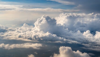 Obraz premium High nature view large white clouds on soft sky background in the morning, View of white cloudy on the plane.