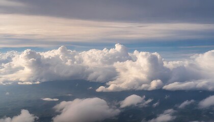 Fototapeta premium High nature view large white clouds on soft sky background in the morning, View of white cloudy on the plane.
