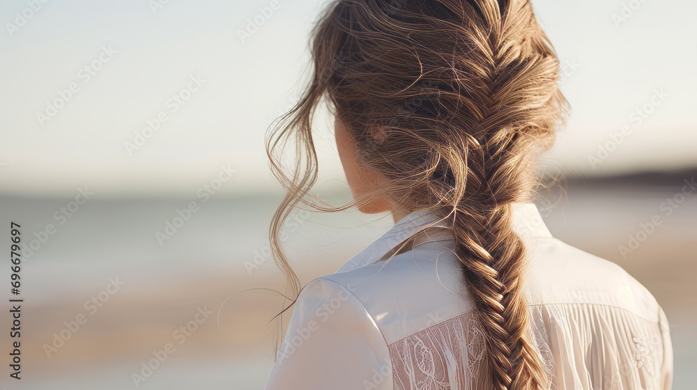 Poster Close-up of a fishtail braid with intricate details