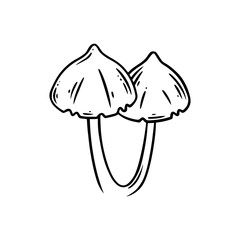 Poison mushrooms. Psychedelic mushrooms for wicca rituals. Vector illustration isolated in white background