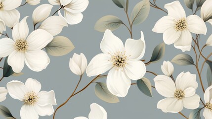 Botanical inspired flower pattern evoking a sense of tranquility