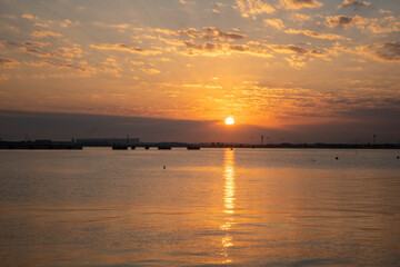 Doha Old Port Sunrise shot with water, Qatar