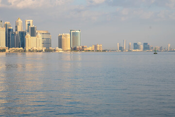 The skyline of Doha, Qatar