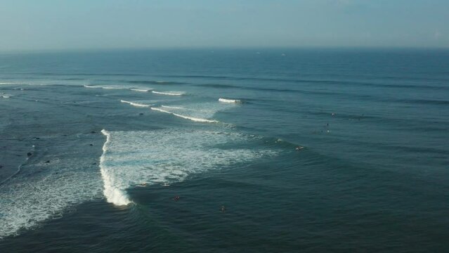 Drone flight over surfers in Aoshima Miyazaki