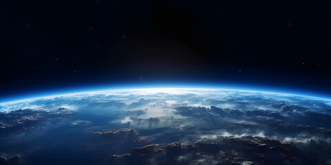 Fototapeta na wymiar Cinematic shot of planet earth globe clouds and space background.