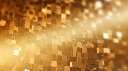 Vibrant and abstract golden background with geometric cubes